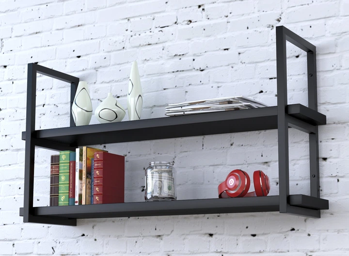 Полиця PL-2-36 Loft Design Чорний ST7 112 см Чорний - Фото 1 Полиця PL-2-36 Loft Design Чорний ST7 112 см Чорний - зображення 1