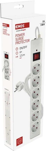 Сетевой фильтр Emos P54215 6 розеток 1.5 м 10 A 2300 Вт Белый (P54215) - изображение 6