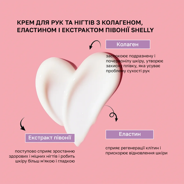 Крем для рук і нігтів з колагеном, еластином та екстрактом півонії Shelly 500 мл - зображення 5