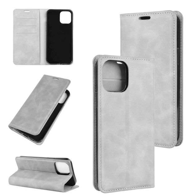Чехол Taba Retro-Skin для Iphone 13 книжка с визитницей кожа PU серый - изображение 7