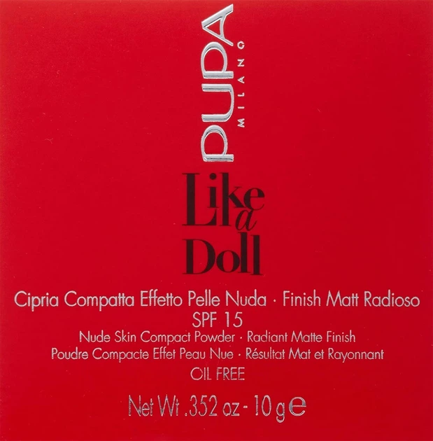 Пудра для лица Pupa Like A Doll Compact Powder SPF 15 - 001 Porcelain 10 г - изображение 2