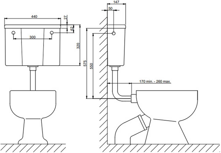 Zbiornik do kompaktu WC Tycner 410 - obraz 2