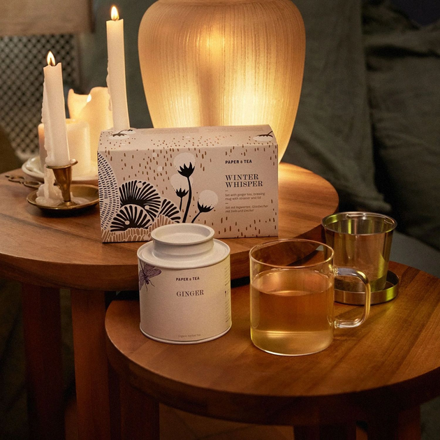 Zestaw szklany kubek z sitkiem Paper & Tea Winter Whisper + herbata (4055743055103) - obraz 4