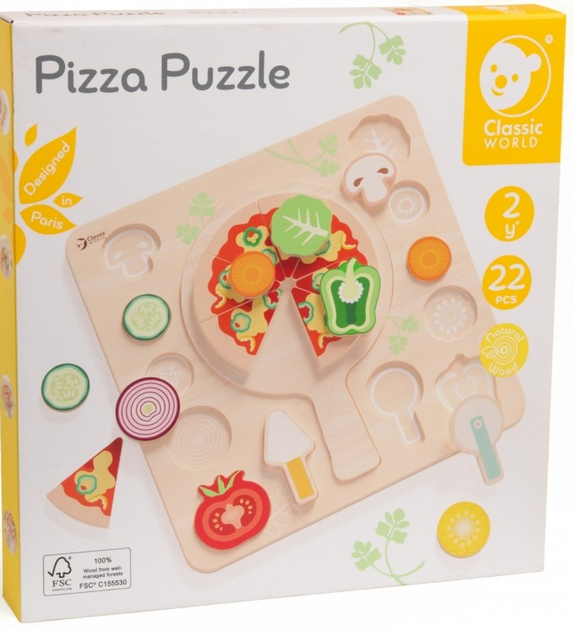 Drewniana układanka Classic World Pizza do Krojenia Warzywa 22 elementy (6927049040665) - obraz 1