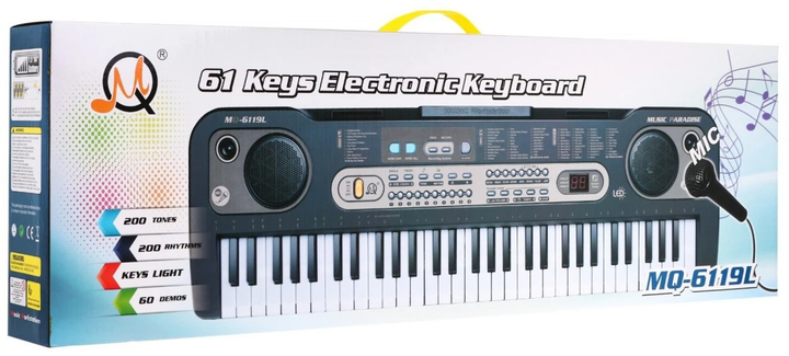 Keyboard z podświetlanymi klawiszami dla dzieci 5+ Mikrofon Stojak na nuty (ZMU.MQ-6119L) (5903864900095) - obraz 3