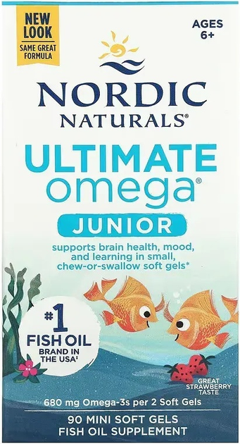 Дієтична добавка Nordic Naturals Ultimate Omega Junior полунична 90 капсул (768990891069) - зображення 1