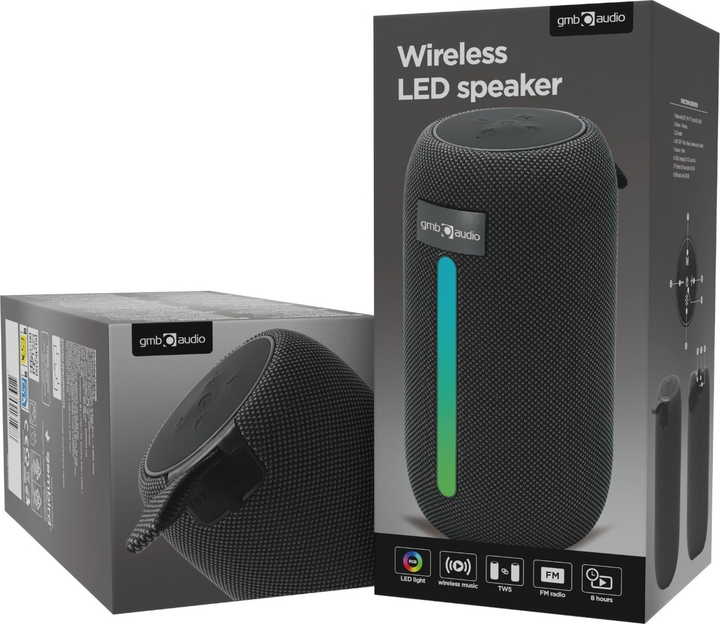 Портативна колонка Gembird BT LED 5W RGB Black (SPK-BT-LED-07) - зображення 7