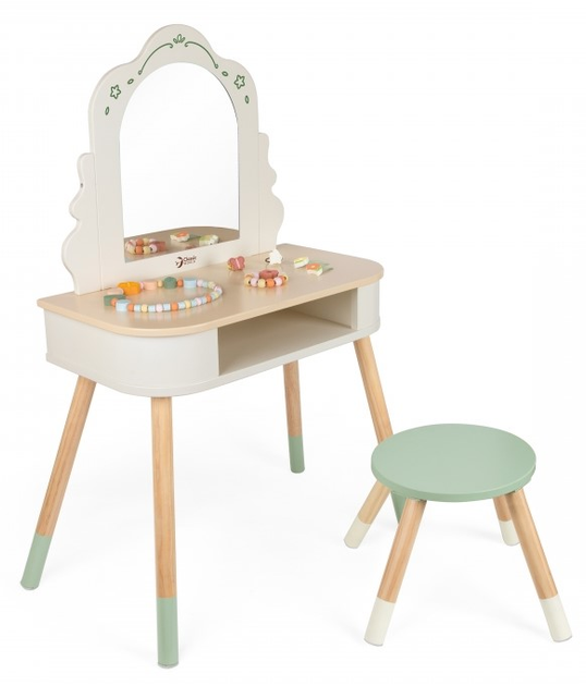 Drewniana toaletka Classic World z lustrem krzesełkiem i akcesoriami (6927049056390) - obraz 1