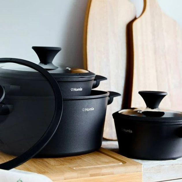 Набір каструль Homla Tristan Чорні 3 шт (5904183892337) (955555912032644) - Уцінка - зображення 7