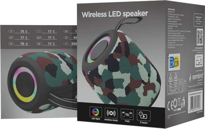 Портативна колонка Gembird BT LED 8W RGB Camo (SPK-BT-LED-05-CM) - зображення 5
