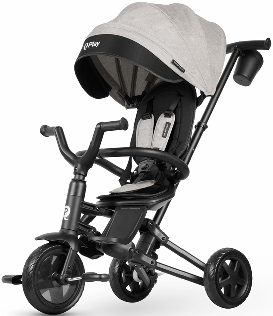 Триколісний велосипед Qplay Nova Niello 6в1 з капюшоном Сірий (5061047480489) - зображення 1