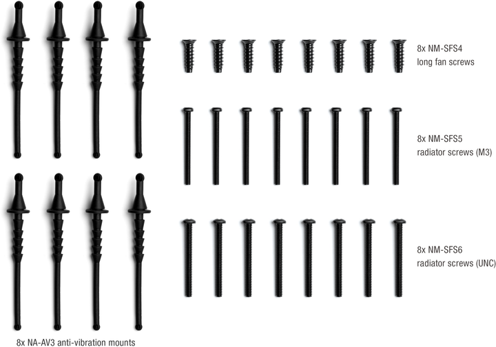 Wkładki dystansowe do wentylatorów Noctua NA-IS1-12 chromax Sx2 Black (NA-IS1-12 SX2 CH.BK.) - obraz 5