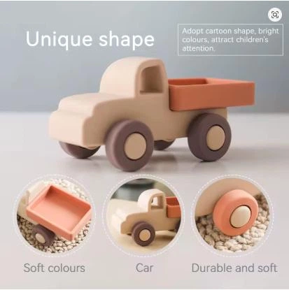 Силиконовая машинка-грызунок "Baby Truck" с вращающимися колесами для малышей от 6 месяцев бежевый (PC1034) - Фото 5 Силиконовая машинка-грызунок "Baby Truck" с вращающимися колесами для малышей от 6 месяцев бежевый (PC1034) - изображение 5