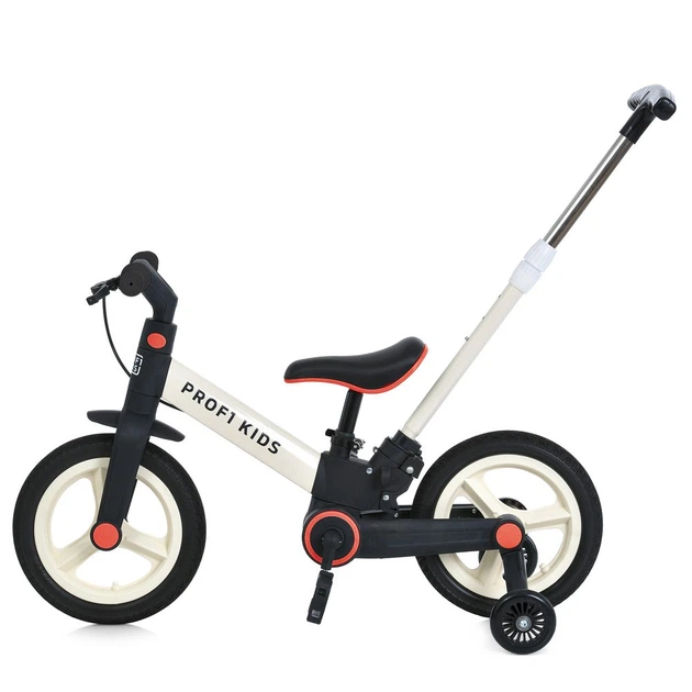 Велосипед-беговел (велобег) PROFI KIDS MB 1021-2 с родительской ручкой и резиновыми колесами 12", Черно-белый - изображение 5
