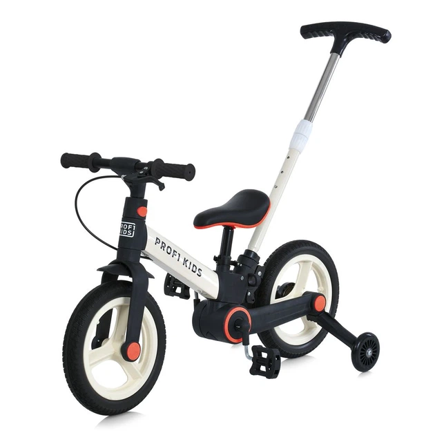 Велосипед-беговел (велобег) PROFI KIDS MB 1021-2 с родительской ручкой и резиновыми колесами 12", Черно-белый - изображение 8