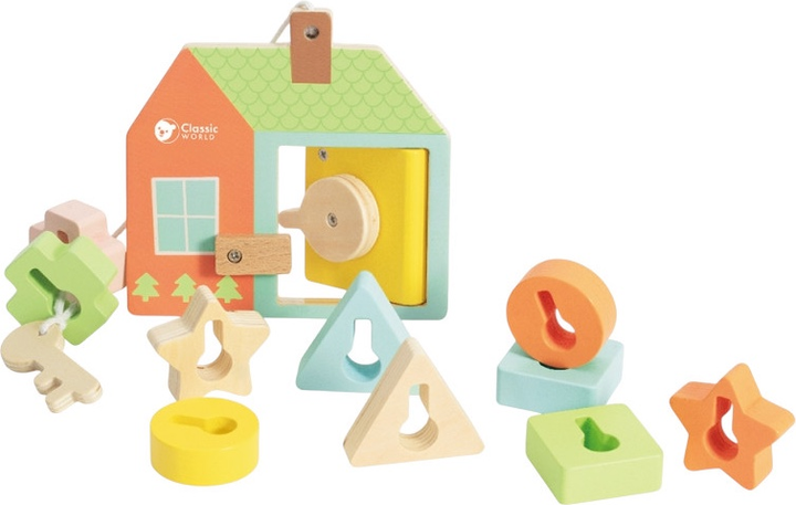 Przeplatanka drewniana Classic World klocki do nawlekania Klucze i drzwi 11 el CW20143 (6927049021435) - obraz 1