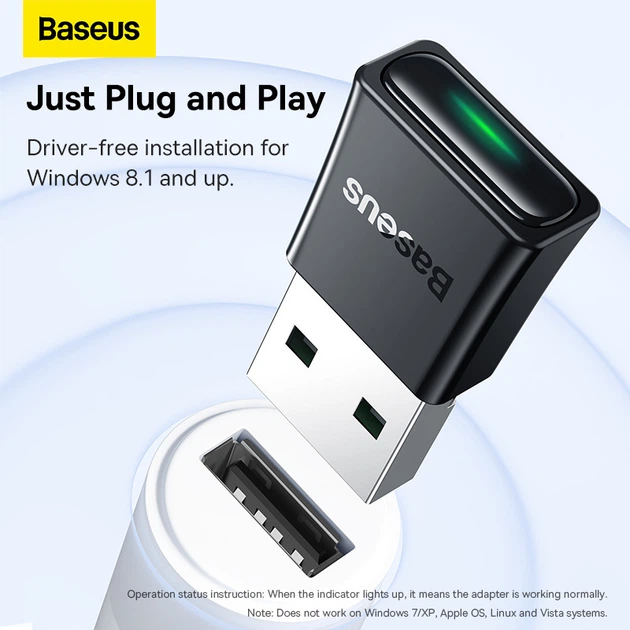 Адаптер Bluetooth Baseus BA07 Wireless Adapter Black (ZJBA010001) - Фото 15 Адаптер Bluetooth Baseus BA07 Wireless Adapter Black (ZJBA010001) - зображення 15