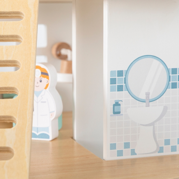 Drewniany szpital Viga Z karetką i windą 15 elementów (6971608448027) - obraz 10