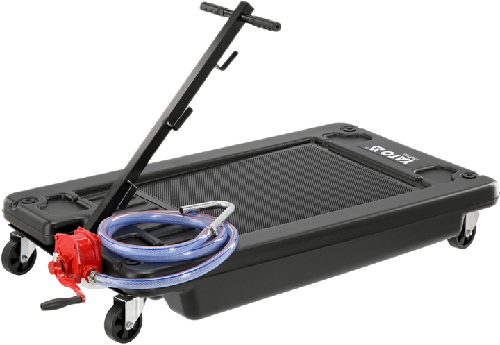 Urządzenie do spuszczania oleju z pompą YATO wanna V= 65 l 111x70x15 cm, na 4 kołach, h = 185 mm (YT-07183) - obraz 2