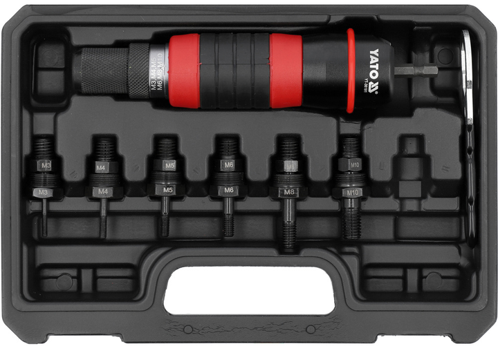 Адаптер-заклепник до шурупокрута YATO з 6-гранним шпинделем 1/4" для нітогайок М3- М10 (YT-36191) - зображення 3