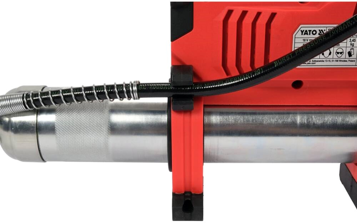 Smarownica YATO 600 cm³, akumulator. 18V, 62 MPa z giętkim aplikatorem - 76 cm (bez akumulatora) (YT-07021) - obraz 5