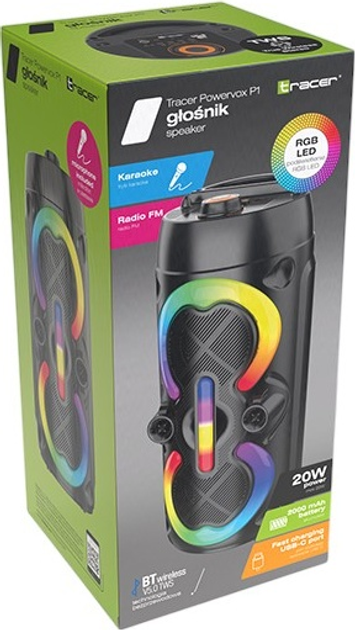 Портативна колонка Tracer Powervox P1 TWS BT 20W RGB Black (TRAGLO47687) - зображення 6