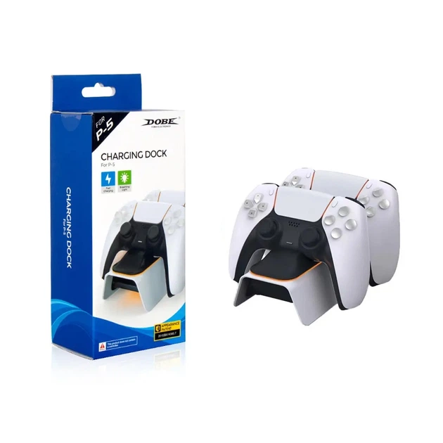 Двойная зарядная dock станция DOBE подставка для двух геймпадов DualSense консоли Sony PlayStation 5 (PS5 / PS5 Digital Edition) c LED подсветкой статуса зарядки контроллера, джойстика - изображение 7