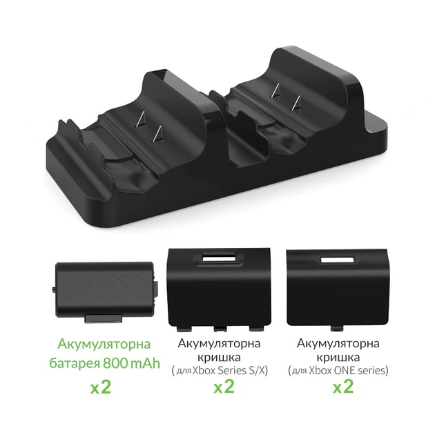 Двойная зарядная dock станция DOBE с двумя аккумуляторными батареями 800 mAh подставка для геймпада Microsoft Wireless Controller Xbox Series X | Xbox Series S, Xbox One X / S / Xbox One c LED индикаторам статуса зарядки джойстика - Фото 2 Двойная зарядная dock станция DOBE с двумя аккумуляторными батареями 800 mAh подставка для геймпада Microsoft Wireless Controller Xbox Series X | Xbox Series S, Xbox One X / S / Xbox One c LED индикаторам статуса зарядки джойстика - изображение 2