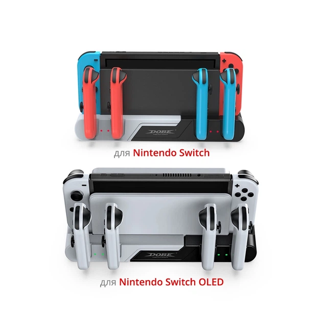 Зарядна станція DOBE підставка для чотирьох джойстиків NS Joy-Con, док станції NS та консолі Nintendo Switch / Nintendo Switch OLED c LED індикаторами статусу зарядки, два слоти для ігрових картриджів - зображення 4