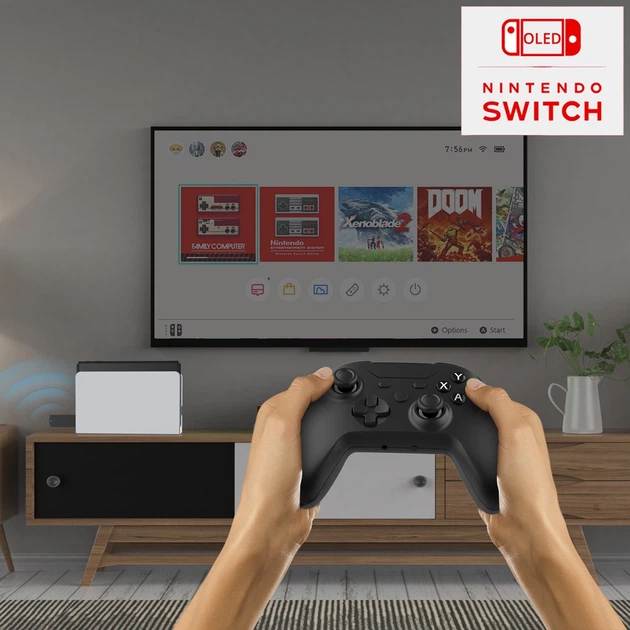 Беспроводной геймпад DOBE (2.4GHz USB-A ресивер, USB Type-C переходник) для консоли Valve Steam Deck / Nintendo Switch (NS OLED) / ПК, ноутбука / Android / накладки на стики контроллера, джойстика - изображение 2