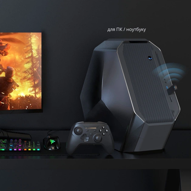 Беспроводной геймпад DOBE (2.4GHz USB-A ресивер, USB Type-C переходник) для консоли Valve Steam Deck / Nintendo Switch (NS OLED) / ПК, ноутбука / Android / накладки на стики контроллера, джойстика - изображение 3