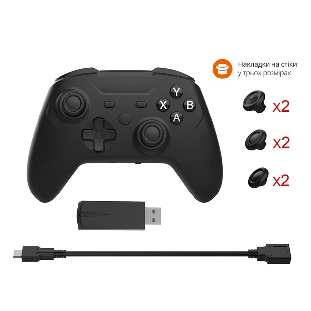 Беспроводной геймпад DOBE (2.4GHz USB-A ресивер, USB Type-C переходник) для консоли Valve Steam Deck / Nintendo Switch (NS OLED) / ПК, ноутбука / Android / накладки на стики контроллера, джойстика - изображение 5