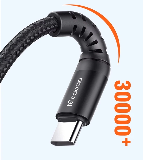 Зарядний кабель передачі даних Mcdodo USB Type-C / USB-A (3A) для ноутбука, телефону, планшета / 1 метр / Підтримка протоколів швидкого заряджання: QC 3.0/QC 4.0/Samsung AFC/Huawei SCP/OPPO VOOC - зображення 7