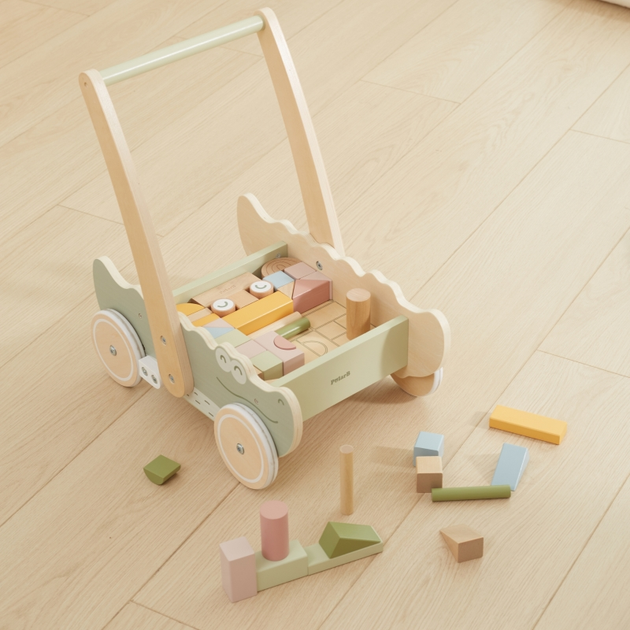 Drewniany wózek Viga Na Klocki Pchacz (6971608442780) - obraz 7