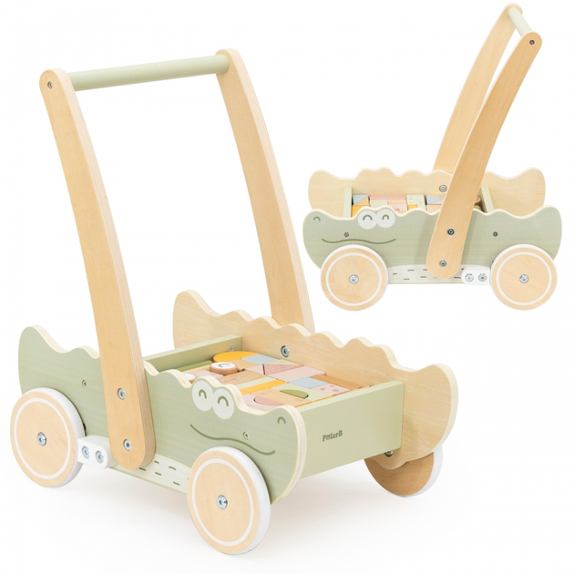 Drewniany wózek Viga Na Klocki Pchacz (6971608442780) - obraz 1