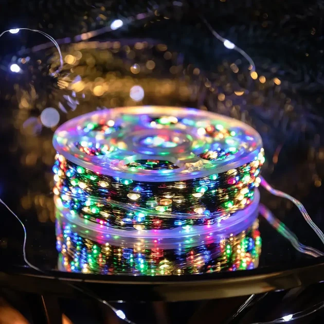 Гірлянда роса на пульті 200 метрів на котушці 2000 led світлодіодів зелений провід мультиколор - Фото 12 Гірлянда роса на пульті 200 метрів на котушці 2000 led світлодіодів зелений провід мультиколор - зображення 12