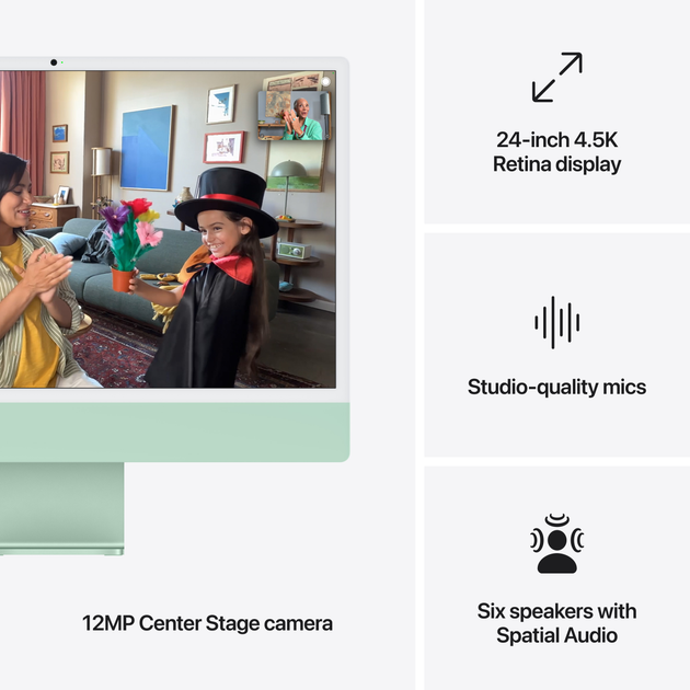 Monoblok Apple iMac 24" M4 4.5K 8‑rdzeniowy GPU 256GB Green (MWUE3ZE/A) - obraz 7