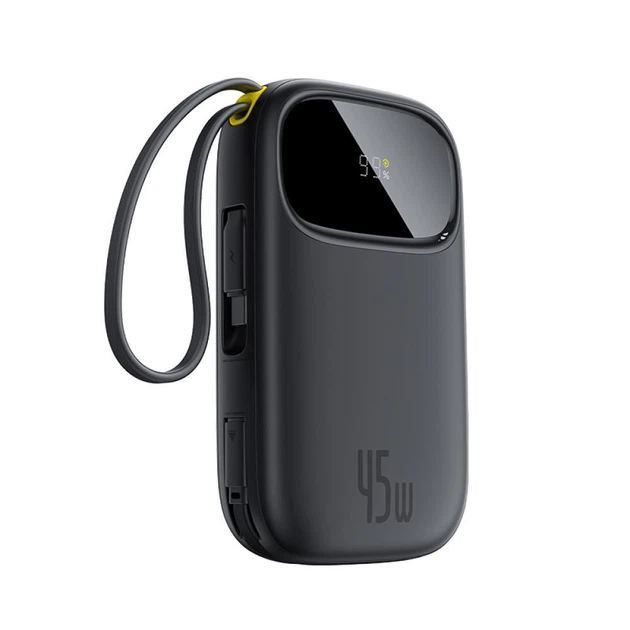 Павербанк 10000mAh 45W Baseus EnerFill FC31 QPow 3 (E0028C00) УМБ зі швидкою зарядкою, LED-дисплеєм, 2 вбудованими кабелями Type-C/Lightning і портами USB/Type-C Портативний зовнішній акумулятор для телефону/ноутбука, Чорний - Фото 1 Павербанк 10000mAh 45W Baseus EnerFill FC31 QPow 3 (E0028C00) УМБ зі швидкою зарядкою, LED-дисплеєм, 2 вбудованими кабелями Type-C/Lightning і портами USB/Type-C Портативний зовнішній акумулятор для телефону/ноутбука, Чорний - зображення 1