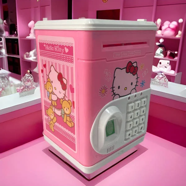 Дитяча скарбничка сейф Hello Kitty з відбитком пальця, кодовий замок, купюроприймач для паперових грошей монет - зображення 2