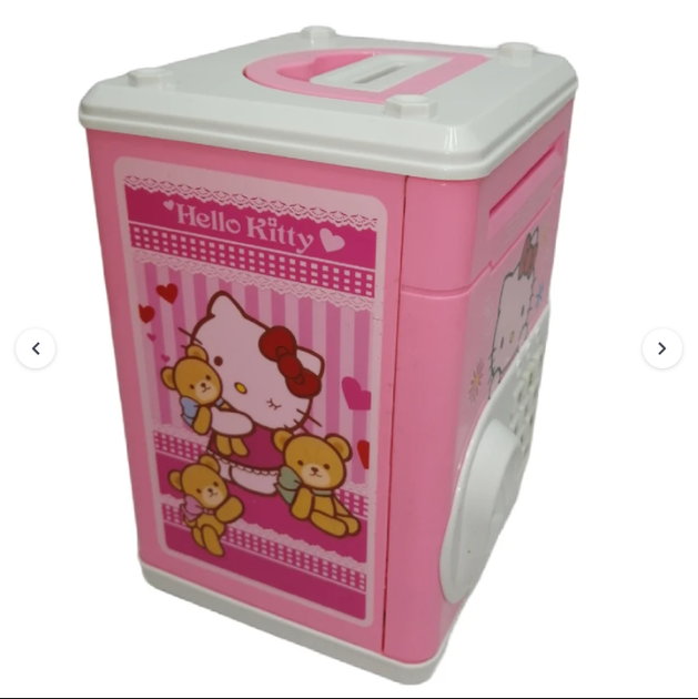 Дитяча скарбничка сейф Hello Kitty з відбитком пальця, кодовий замок, купюроприймач для паперових грошей монет - зображення 7