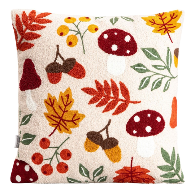 Poszewka Homla Herfs z jesiennym wyszywanym wzorem Beżowa 45 x 45 cm (5906496749070) - obraz 1