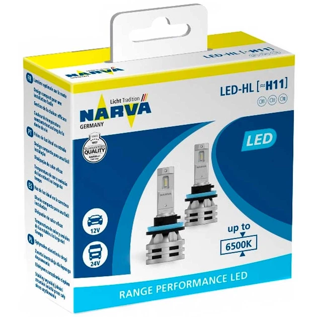 Світлодіодні лампи LED Narva Range Performance H11 (H8, H16) 6500k 24w PGJ19-2 12-24v (18048) - Фото 1 Світлодіодні лампи LED Narva Range Performance H11 (H8, H16) 6500k 24w PGJ19-2 12-24v (18048) - зображення 1