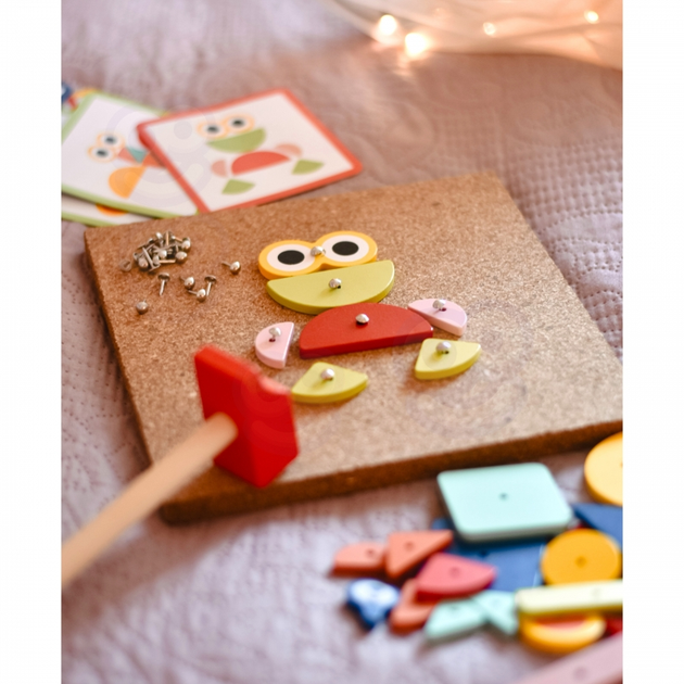 Дерев'яна прибиванка конструктор Woopie з молотком, 20 зразків, 82 ел 44961 (5904326944961) - зображення 6