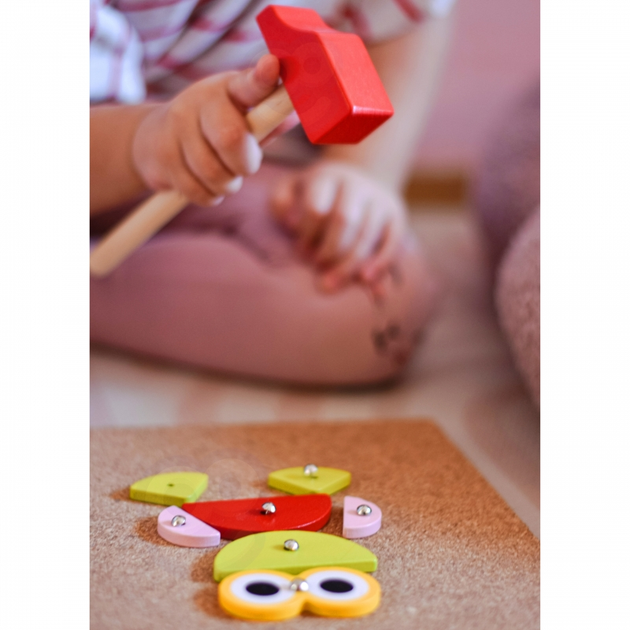 Дерев'яна прибиванка конструктор Woopie з молотком, 20 зразків, 82 ел 44961 (5904326944961) - зображення 12