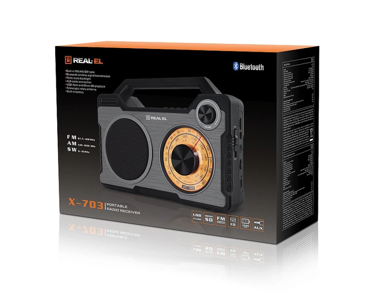 Портативный радиоприемник REAL-EL X-703 black - изображение 10
