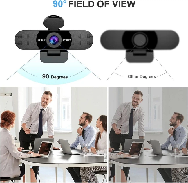 EMEET C960 вебкамера 1080P з мікрофонами, кришкою конфіденційності, кут огляду 90°, USB Plug\&Play - Фото 3 EMEET C960 вебкамера 1080P з мікрофонами, кришкою конфіденційності, кут огляду 90°, USB Plug\&Play - изображение 3