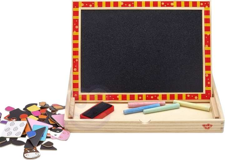 Дошка двостороння древ'яна TOOKY TOY магнітна мозаїка-пазл Ферма TKF014 (6970090047329) - зображення 2