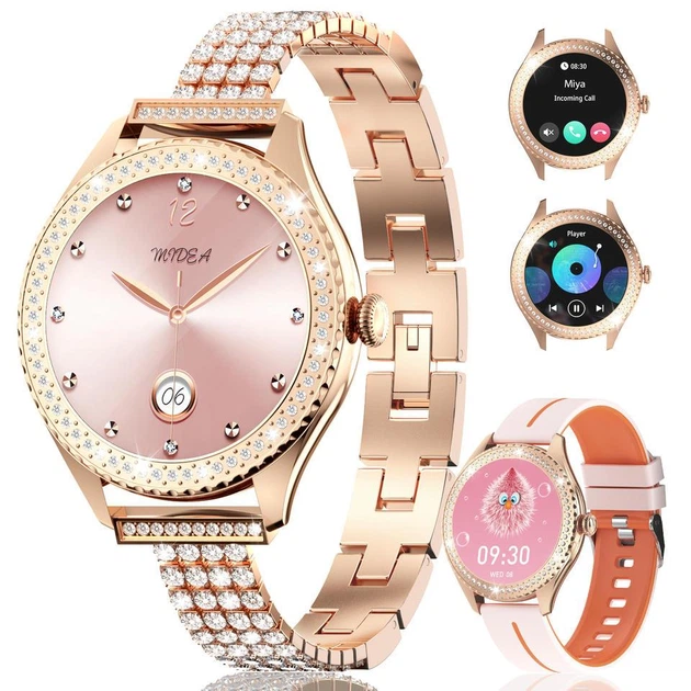 Смарт-часы женские Luxury Crystal 1.32" дисплеем, сменными ремешками и расширенным функционалом - изображение 2