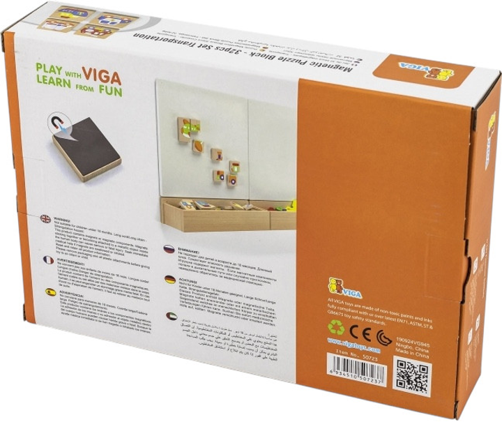 Дерев'яні пазли - мігнітні блоки Viga Транспорт 50723 (6934510507237) - зображення 6