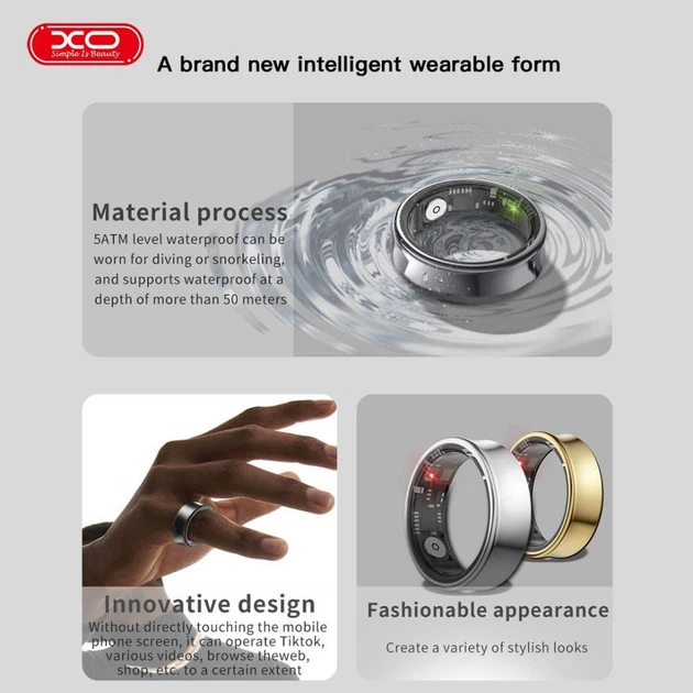 Смарт-кольцо XO RS01 Smart Ring размер 10 (внутренний диаметр 19,9 мм, титановый сплав) - Фото 6 Смарт-кольцо XO RS01 Smart Ring размер 10 (внутренний диаметр 19,9 мм, титановый сплав) - изображение 6